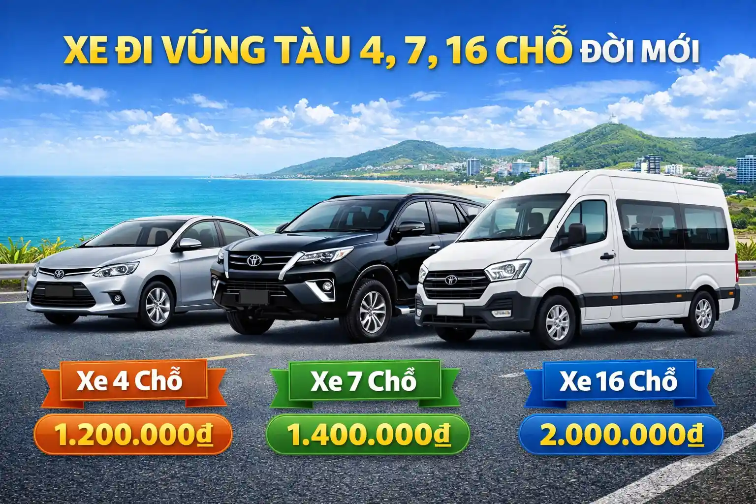 xe đi vũng tàu 4 7 16 chỗ đời mới