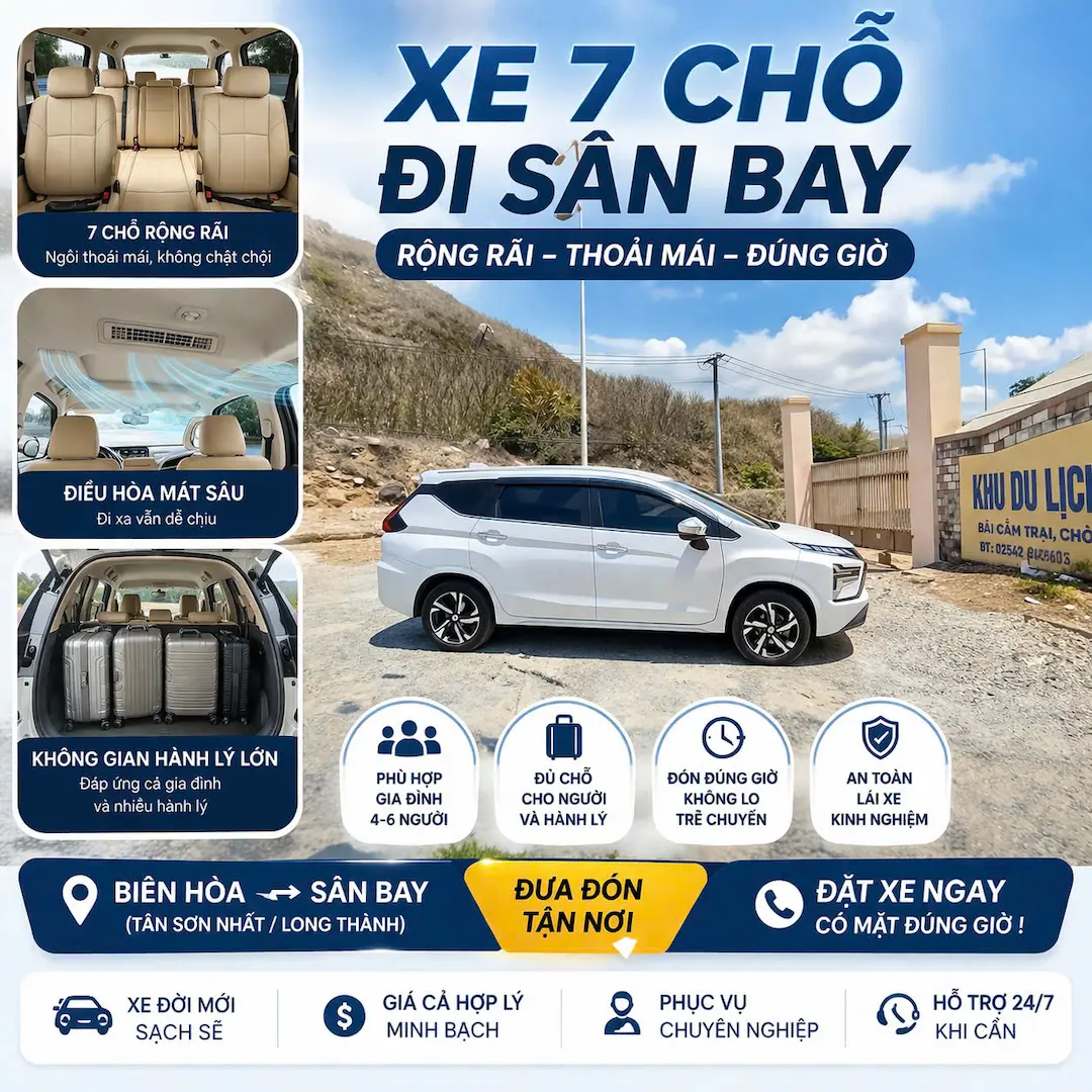 dịch vụ xe sân bay biên hòa 7 chỗ