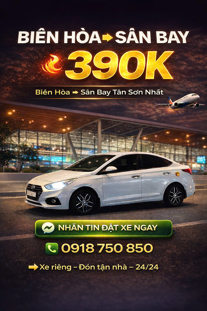 xe 4 chỗ biên hòa đi sân bay